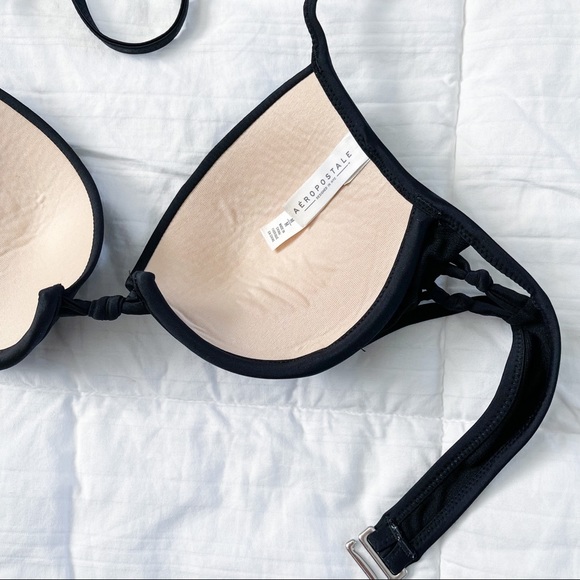 Aeropostale Black Padded String Bikini Top Medium - Picture 5 of 10